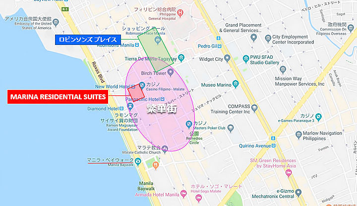 フィリピン不動産「Marina Residential Suites」・周辺マップ